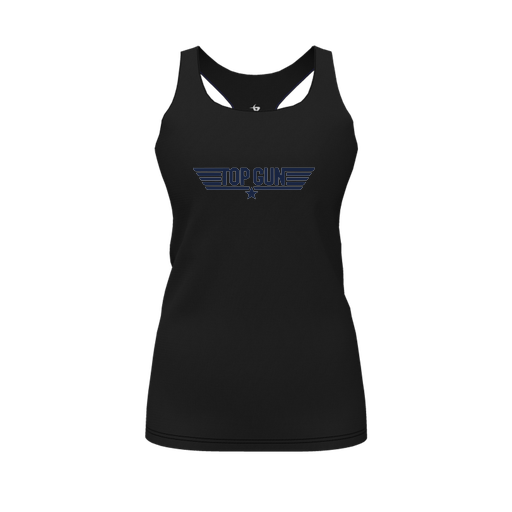 [CUS-DFW-RCBK-PER-BLK-FYS-LOGO1] Racerback Tank Top (Female Youth S, Black, Logo 1)
