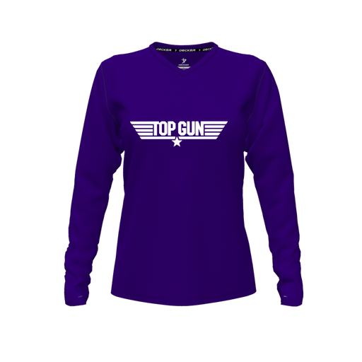 [FTLVCFPP-FYXS-LOGO3] Decker Comfort T-Shirt (Female Youth XS, Purple, V Neck, Logo 3, Long Sleeve)