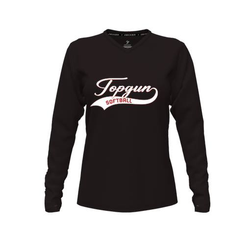 [CUS-DFW-TEES-PER-VNK-LSL-BLK-FYXS-LOGO2] Performance T-Shirt (Female Youth XS, Black, V Neck, Logo 2, Long Sleeve)